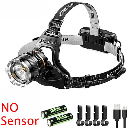 Powerful Headlamp 2*18650 Battery Rechargeable High Power LED Head Flashlight Fishing Head Lantern Professional Front Light