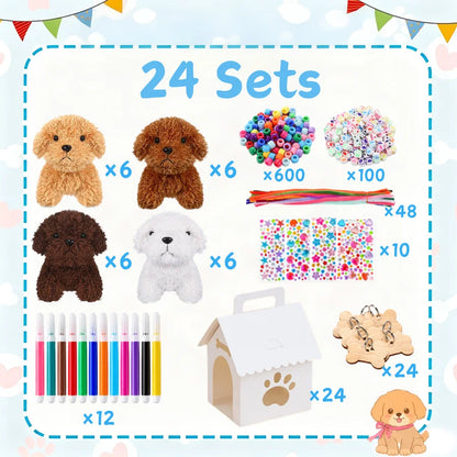 8-36Sets DIY Adopt A Puppy Party Favor Teddy Dog Stuffed Animal Bulk Adopt Me Plush Mini Animals for Dog Birthday Party Favors