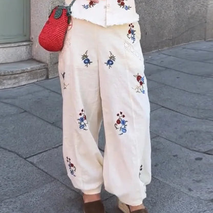 Casual Print Vest Pants Suit Women Loose Sleeveless Single Breasted O-neck Top Wide Leg Trousers Set Female 2026 Autumn Set Lady