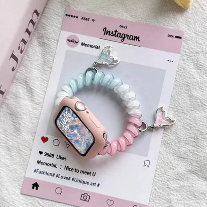 Strap for Apple Watch Bands Ultra2 3 49mm 40mm 41mm 44mm 46mm Stretchable Cute Scrunchie Brecelet iWatch Seires 10 9 8 7 5 SE 11