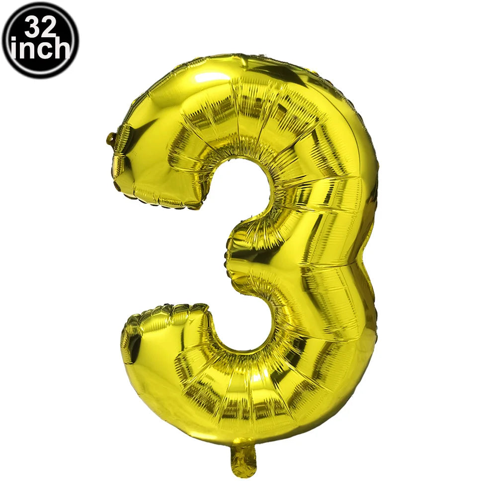 Multi Color Large Numbers 3 Balloon 32Inch 1 2 3 4 5 6 7 8 9 Birthday Ball Red Digit Bachelorette Balloons Figure Golob Balloons
