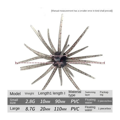 1PC/2PCS Dice Fishing Sea Urchin Lures 2.8g 8.7g Silicone Worm Silicone Worm Lure Handmade Artificial Tackle.