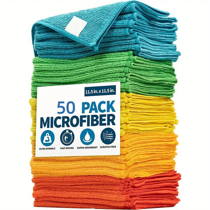 5/10/20/50pcs Microfiber Cleaning Cloth, Dishwashing Cloth Household Rag Kitchen Bathroom Cleaning Towel Durable Absorbent Towel