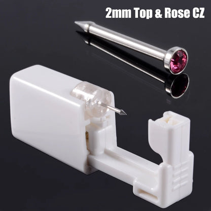 Disposable Safe Sterile Piercing Unit For Nose Studs Piercing Gun Tool Machine Kit Stud CZ Earrings Body Jewelry Easy Used 0.8mm