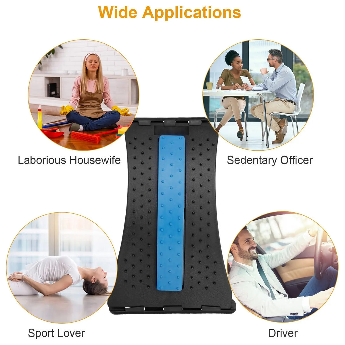 3-Level Adjustable Back Stretcher, 96 Massage Points for Pain Relief, Arch Spinal Groove Support, 220lbs Capacity, for Sedentary/Driving/Posture Correction, 1 Piece