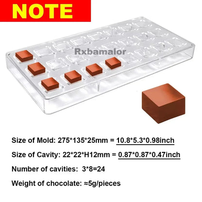 1Pcs Chocolate Molds Polycarbonate Candy Flowers Cube Oval Shape Confectionery Pans Trays Acrylic Baking Utensils Pastry Mould