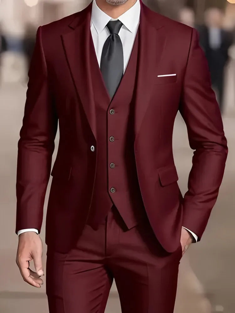 New Beige Suit Men Business Tuxedos Formal 3/2/1 Piece Dress Single Breasted Groom Groomsman Prom Wedding Party