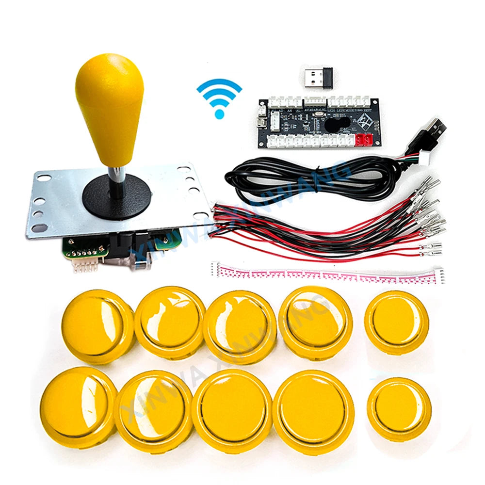Copy Sanwa Arcade Game Joystick Diy Kit For Ps3 PC Android Zero Delay Wireless Usb Board Controller Push Button Cable Set