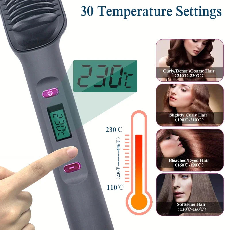Electric Hot Comb Straight Hair Straightener Comb Straightening Brush Negative Ion Multifunctional Anti-Scalding Styling Tool