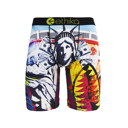 ETHIKA 1Pcs Men Underwear Boxers Breathable Mesh Crotch Man Underpants Plus Size L-3XL Mens Panties Printed Men's Boxers Briefs