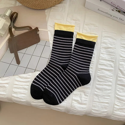 New Women Socks Cute Love With Heart Print Sock Cotton Harajuku Vintage Happy Female Dots Heart Kawaii Sox White Pink Crew Sock