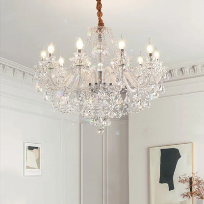 French Lustre Crystal E14 Chandelier Living Room Decor White Glass Pendant Lights Led Ceiling Chandelier For Bedroom Led Lampara