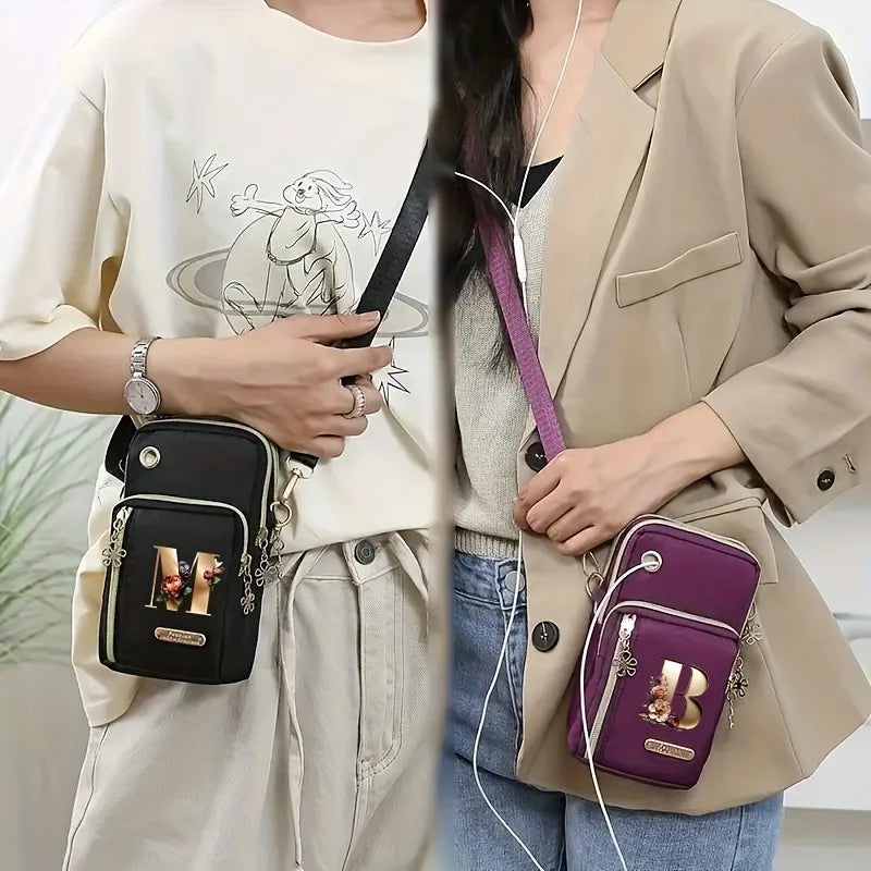 Huaben Letter Z Printed Fashion Casual Messenger Bag Change New Nylon Cloth New Mobile Phone Bag Women's Bag