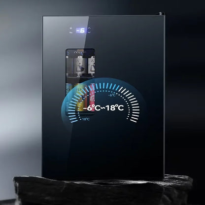 Mini Wine Fridge Electric Beverage Cooler Mirror Glass Door LED Light Built In Refrigerator For Home Kitchen Bar Office Use