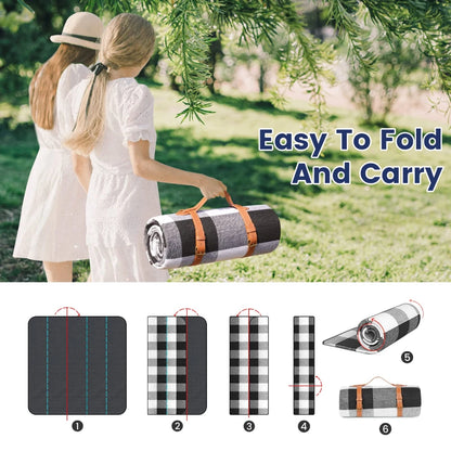 New 80"x 80"Picnic Blanket Extra Large Waterproof and Foldable Beach MatOutdoor for 8 Adults Camping Park Beach Grass Indoors