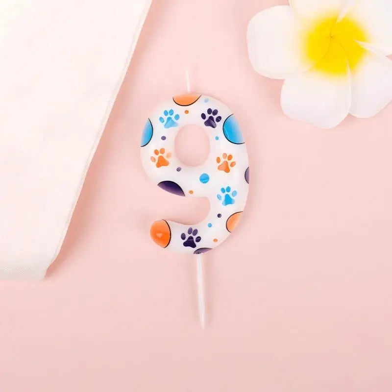 Cute Puppy Paw Print Number Birthday Cake Candle Kawaii Puppy Cake Candles Baking Individually Pack 3D Adorable Cake Decorations