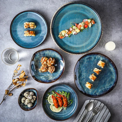 LingAo   Creative porcelain glazed porcelain bowl, soup plate tableware set