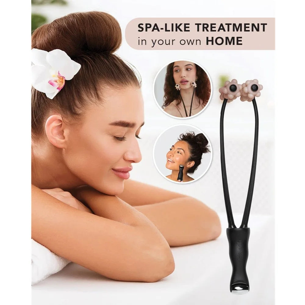 2-in-1 Facial Lifting Roller for Firming Wrinkles Skin Tightening V Jawline Sculpt Face Eye Massager Home Beauty Tools