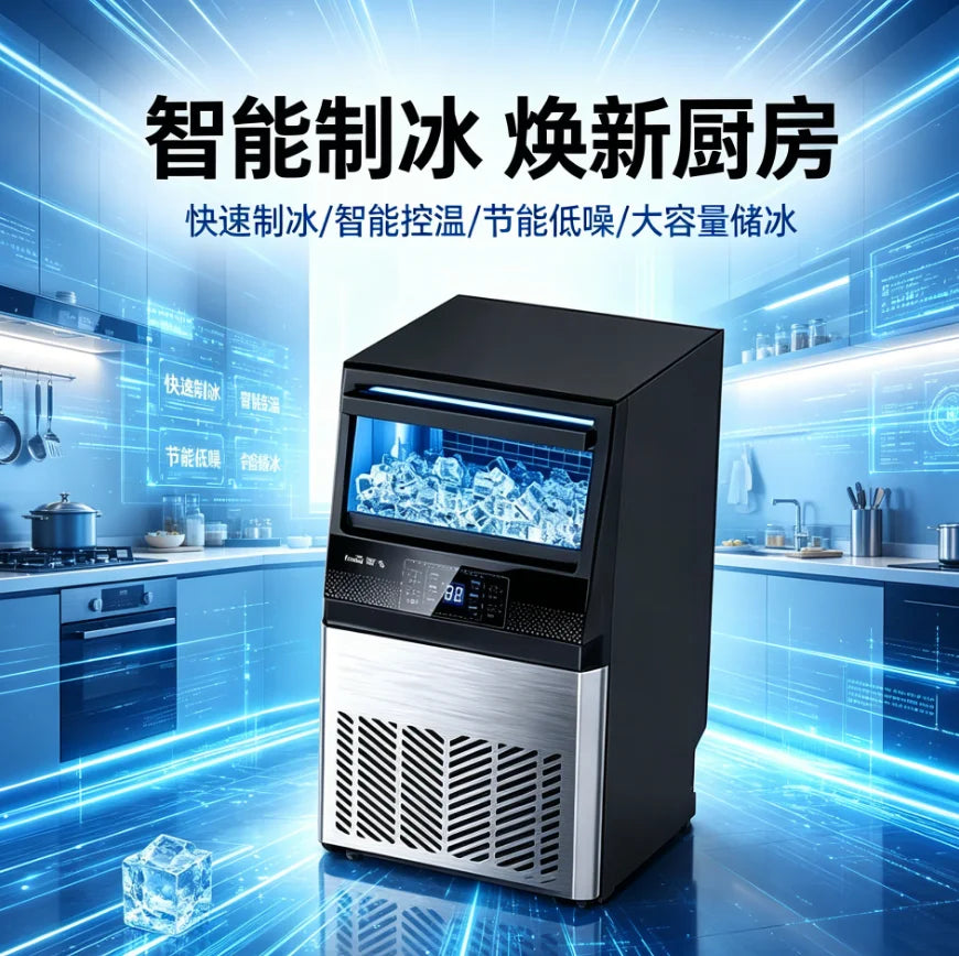 220V Frestec Commercial Ice Maker Large Capacity Automatic Square Ice Machine for Bubble Tea Shop LYH