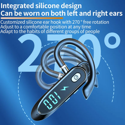 Bluetooth 6.0 Earphone HiFi Stereo Music Earbuds 270° Rotation Ear Hook Headphone LED Display Waterproof Noise Reduction Headset