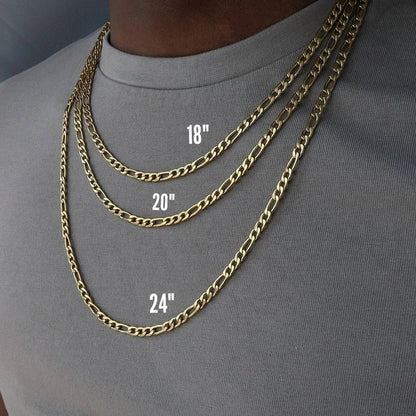Alizero 18K Gold 4MM Figaro Chain Necklace Fashion Hip Hop Punk