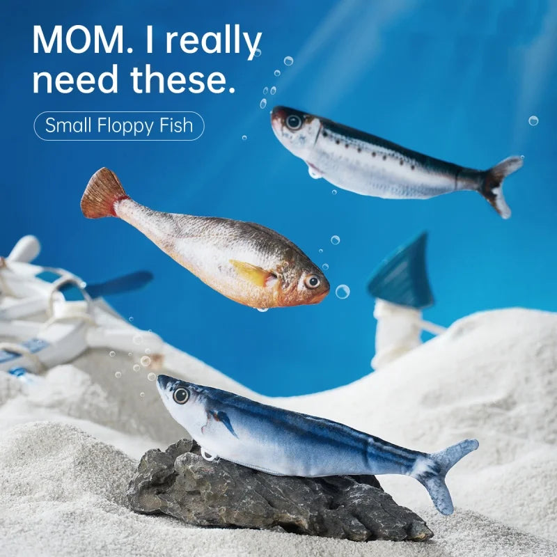 Petgravity 3PCS Electric Fish Pet Cat Toys Catnip Simulation Fish Swing Kitten Dance Fish Toy Funny Cats Playing Supplies USB Charging