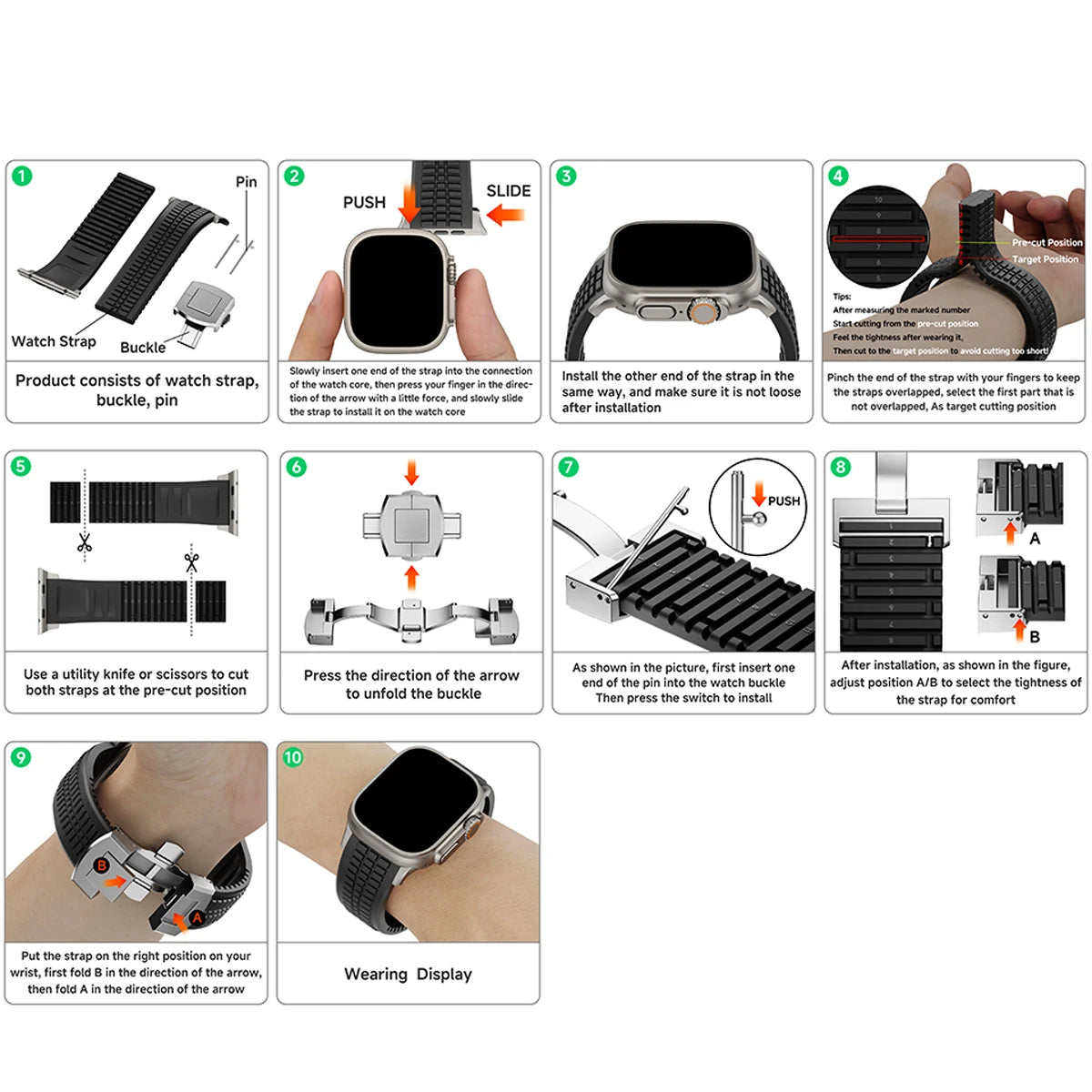 Sports Silicone Band for Apple Watch Ultra 2 49mm 46mm 45mm 44mm Luxury Metal Bracelet for iWatch Series 10 9 8 7 6 5 4 Se Strap