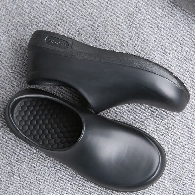 Non-Slip Chef Shoes for Both Men and Women - Lightweight and Comfortable Slip-On Wooden-Soled Shoes, Eva Upper + Waterproof/Non-Slip Rubber Sole - All-Weather Standing Work Shoes, Suitable for Kitchens, Hospitals, Restaurants