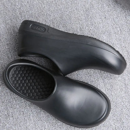 Non-Slip Chef Shoes for Both Men and Women - Lightweight and Comfortable Slip-On Wooden-Soled Shoes, Eva Upper + Waterproof/Non-Slip Rubber Sole - All-Weather Standing Work Shoes, Suitable for Kitchens, Hospitals, Restaurants