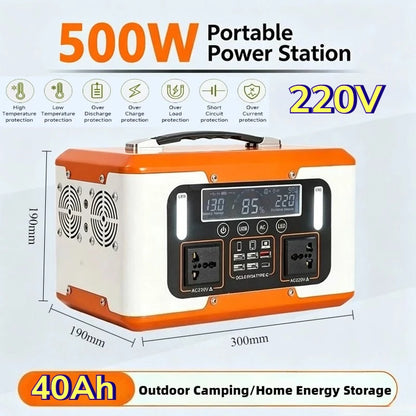New High Power 600W 500W Portable Power Station 220V 55Ah/40Ah Solar Outdoor Mobile Power Supply Home Emergency Energy Storage