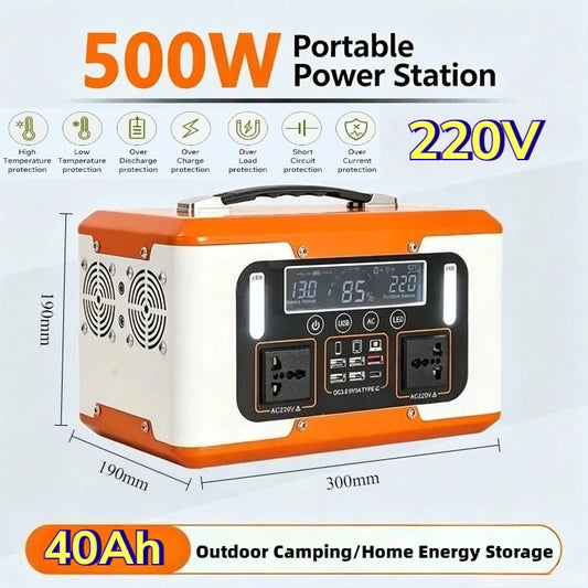 New High Power 600W 500W Portable Power Station 220V 55Ah/40Ah Solar Outdoor Mobile Power Supply Home Emergency Energy Storage
