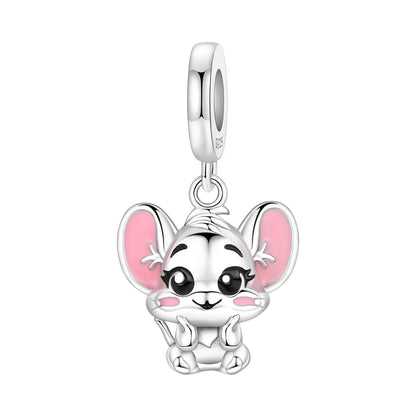 Hot Sale 925 Sterling Silver Dog Cat Cute Pet Animals Pendant Birthday Party Gift for Women Bangle Bracelet Necklace DIY Jewelry