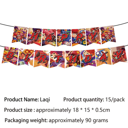 Kids Party Favors Decoration Balloons Gift Bag Brawl Stars Theme Happy Birthday Banner Tableware Paper Plates Napkins Tablecloth
