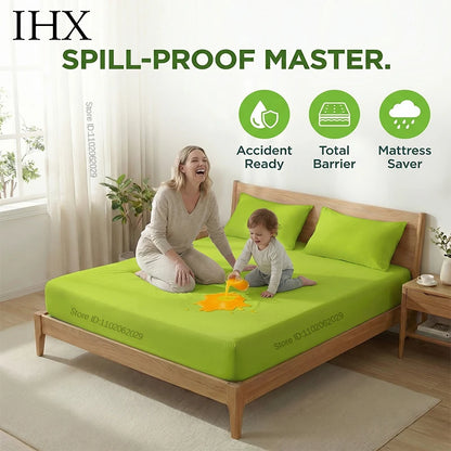 IHX Waterproof Mattress Covers Protector Bed Fitted Sheets with Elastic Band Single Double King Size 140/160/180x200 Custom Size