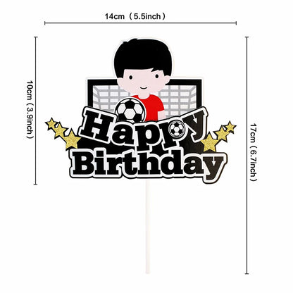 Football Cake Topper Boy Girl Soccer Happy Birthday Cupcake Toppers Party Dessert Wedding Decoration Baby Shower Baking Supplies