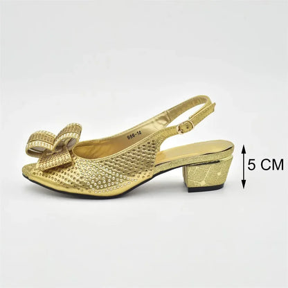 Latest Shoes and Bag Set for Women 2025 Plus Size Heels 43 Low Heels Italian Women Shoes with Bag Set Decorated with Rhinestone