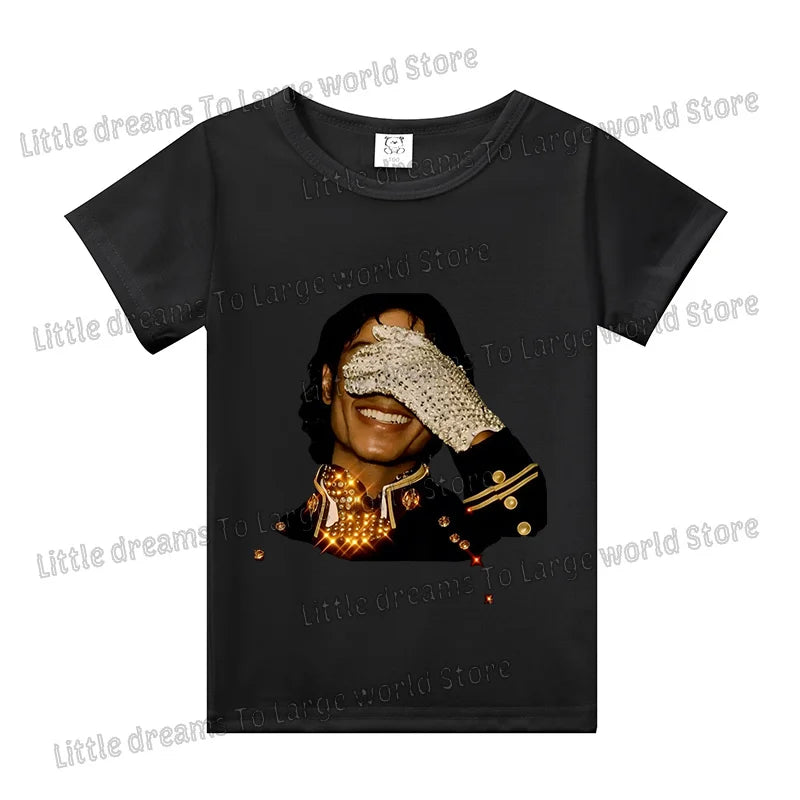 Michael Jackson T-shirt Children Clothing Singer Printed Cotton Tops Boy Girl MJ Summer Tee Shirts Casual Clothes Birthday Gift