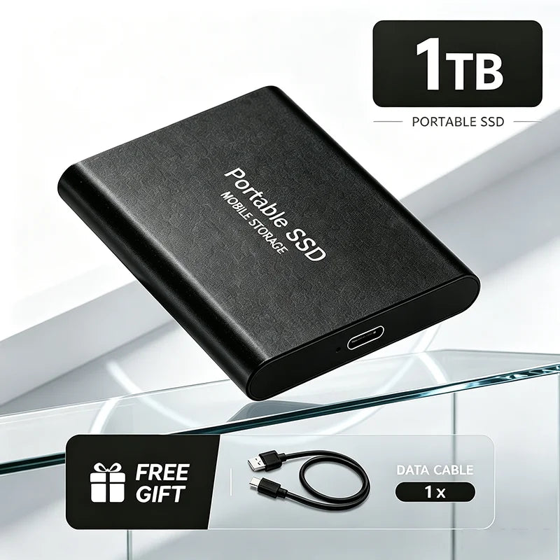 1TB Portable SSD 2TB External Hard Drive USB 3.1 High Speed Mobile Data Storage for Laptop Mac PC Compact Durable Use