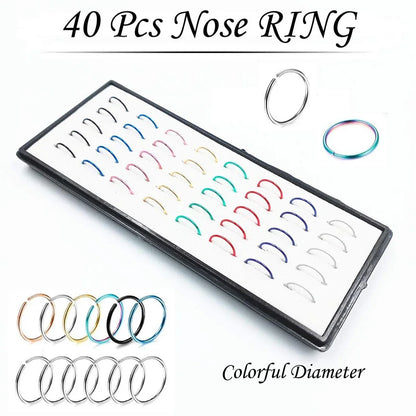 Fashion Crystal Stainless Steel Nose Stud Piercing for Women Hypoallergenic 1.8mm Nose Ring Straight/L/Screw Shaped Body Jewerly