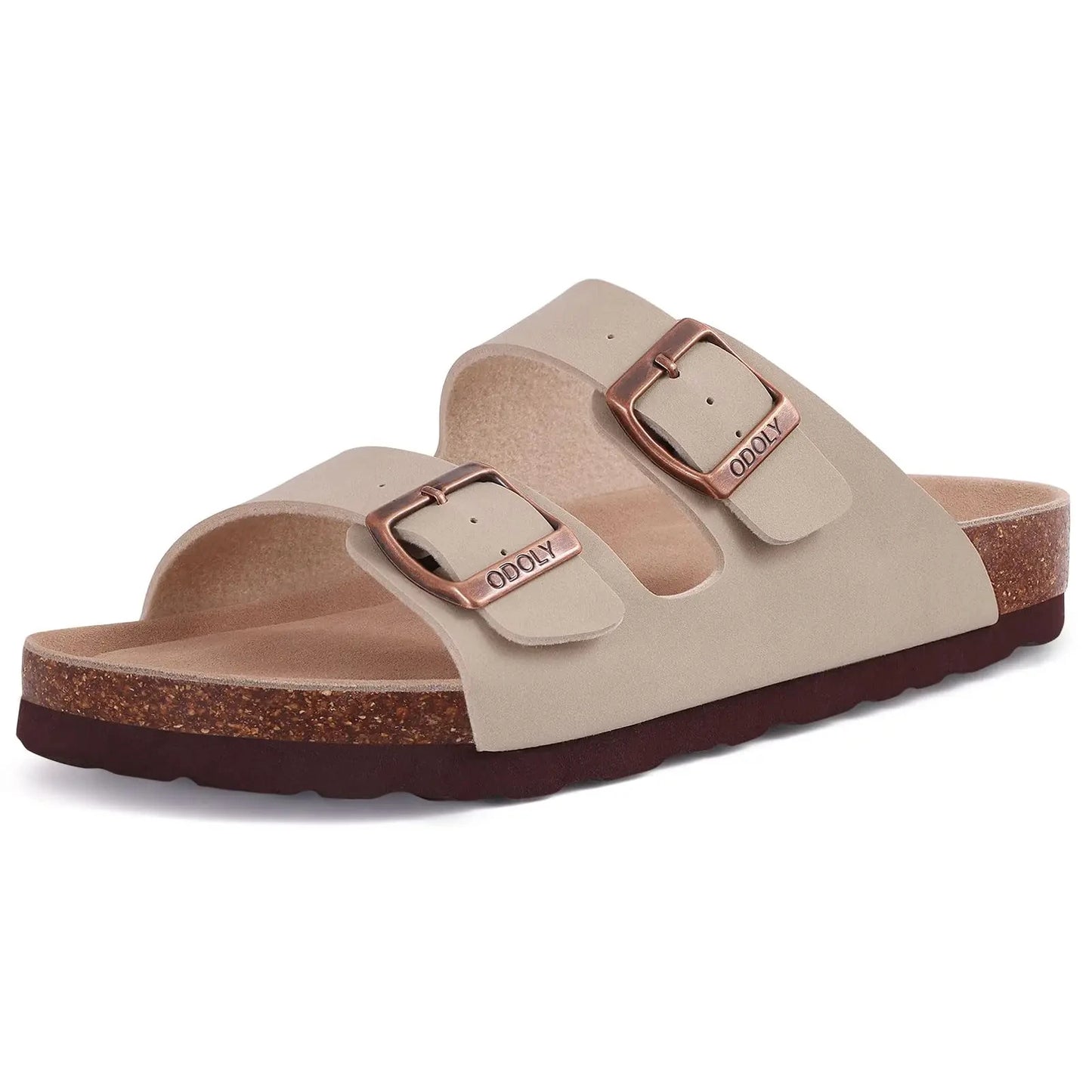 Litfun Open Toe Cork Sandals For Women Classic Brand Thick Sole Beach Shoes With Adjustable Buckle Summer Suede Flat Slippers