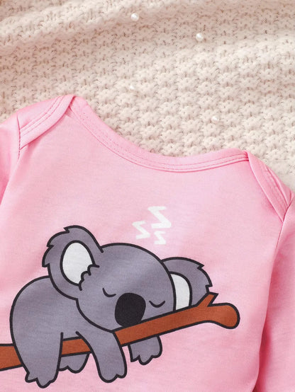 Newborn Baby Girl Clothing set Cute Koala Long Sleeve Top+ Pants+Hat 3PCS Outfits for 1-18 Months Infant Girl Spring&Autumn Wear