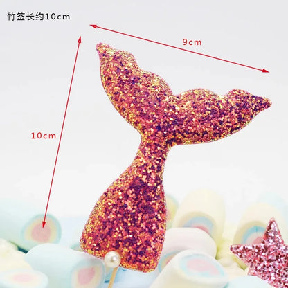 Mermaid Cake Decoration Kawaii Doll Mermaid Birthday Cake Toppers Girls Happy Birthday Party Supplies Creative Dessert Supplie