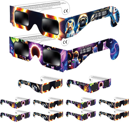 10Pcs Family Pack Paper Solar Eclipse Glasses Safe Direct Sun Viewing Outdoor Protective Eyewear Total Eclipse Observation Tool