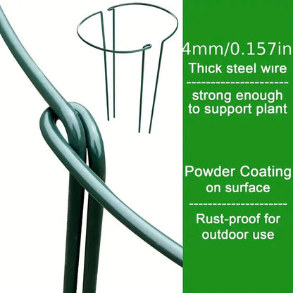 6pcs Plant Support Stakes, Half Round Metal Garden Plant StakeIndoor Peony Cages And Supports, Green Plant Support RingBorder