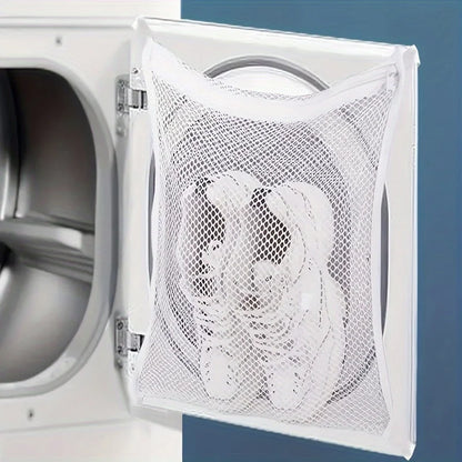 Reusable Sneaker Dryer & Washer Bag, Honeycomb Mesh with Zipper & Strap, Elastic Adjuster for Most Dryer Doors, Easy To Install
