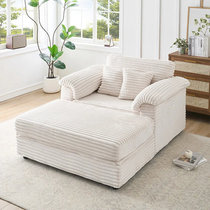 47.24-Inch Corduroy Armchair Storage Ottoman Set Single Sofa Equipped With USB Interface Suitable for Living Room Bedroom