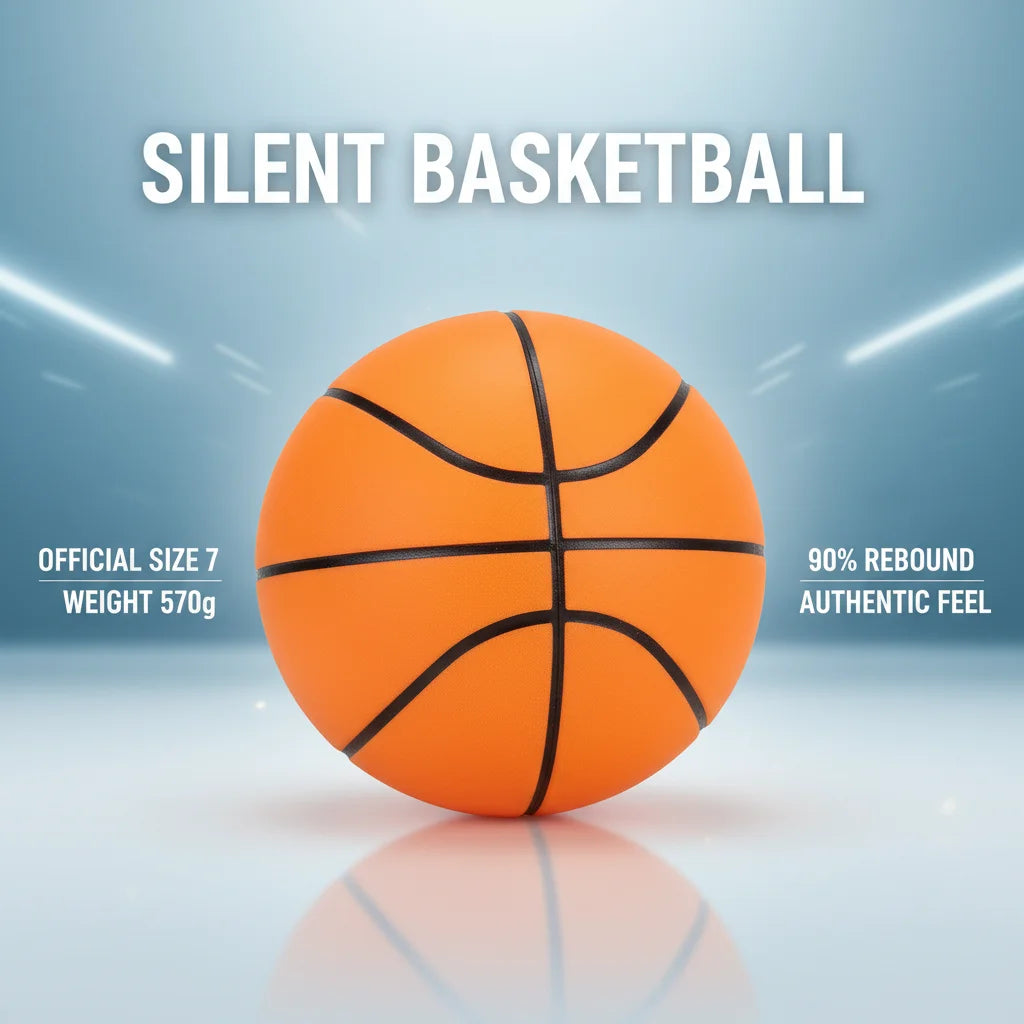 Weighted Silent Basketball 570g Size 7 and 450g Size 5 Standard Noiseless Basketball PU Foam Airless Indoor Training Quietly