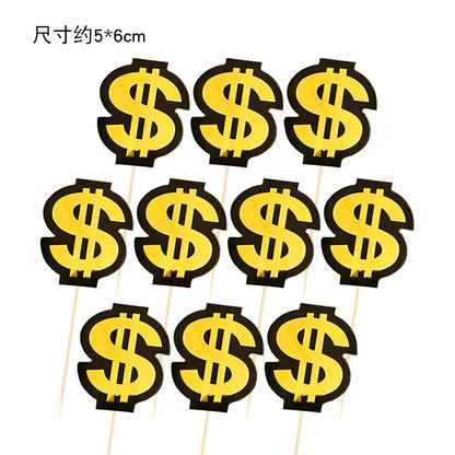 Dollar Happy Birthday Cake Decoration Money Cake Topper For 60s 70s 80s 90s Thanksgiving USA Dollar Theme Party Decors Supplies
