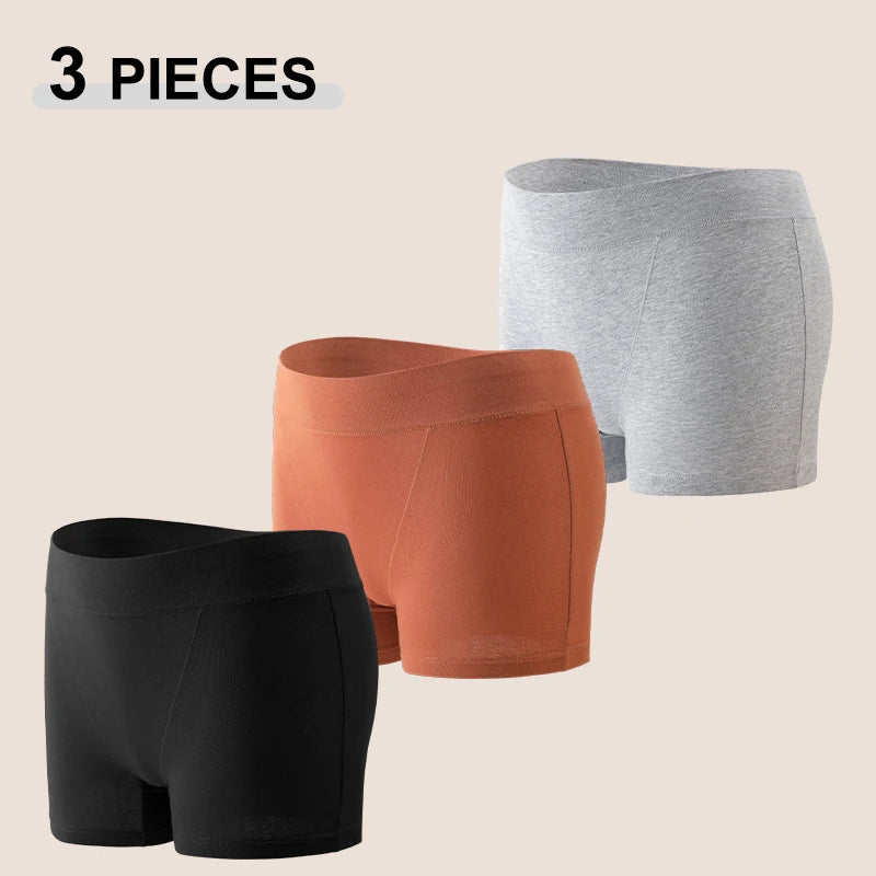 3Pcs/Set Women S-XXL Cotton Sports Boyshorts Panties Seamless High Rise Elastic Boxer Pants Female Comfortable Intimate Lingerie
