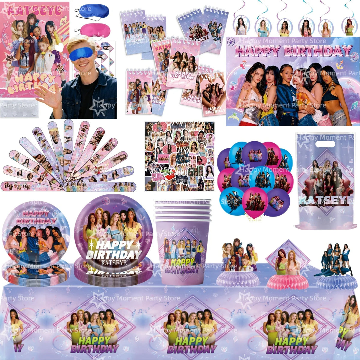 Kpop Katseye Party Decoration Tableware Tablecloth Cup Plate Napkin Sticker Bags Balloons Baby Shower Kpop Party Favors Supplies